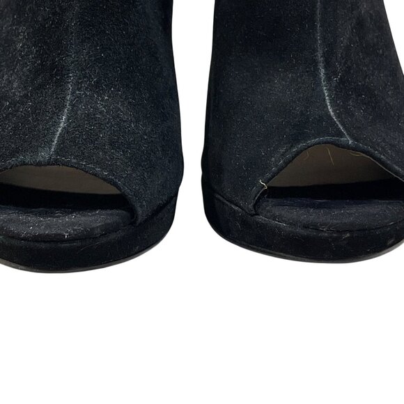 Nine West Tariano Peep Toe Shootie Bootie Black Suede 6.5M - Picture 4 of 11